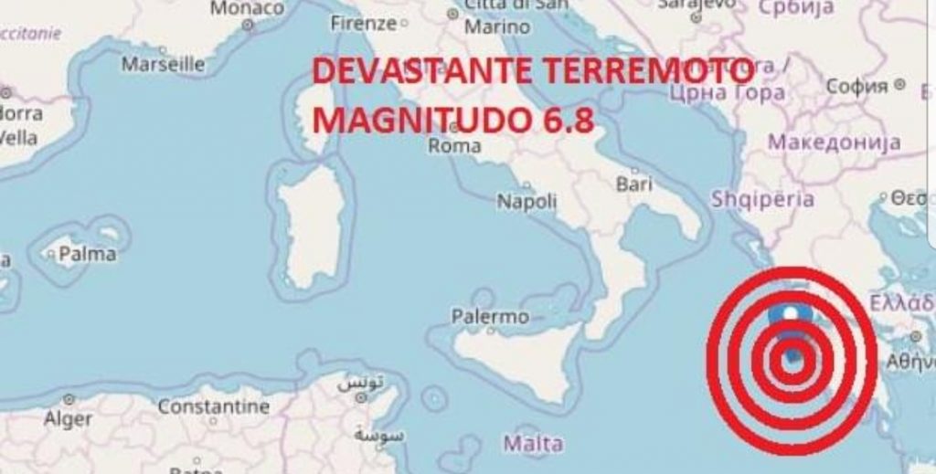Violento Terremoto  magnitudo 6.8 nel Mediterraneo. Blackout e danni, paura in Italia