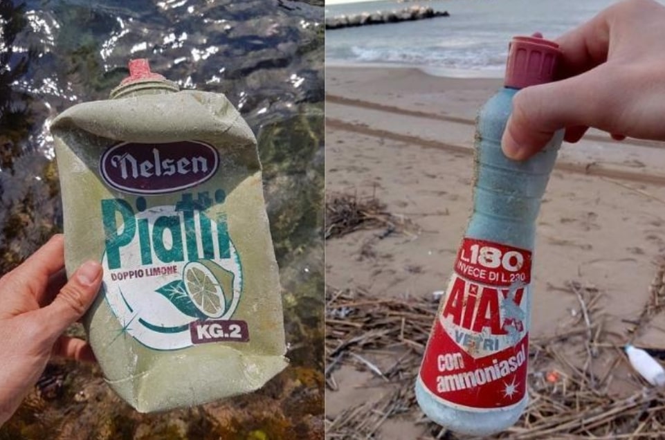 Eterna plastica: dal mare spuntano flaconi di detersivo vecchi fino a 40 anni