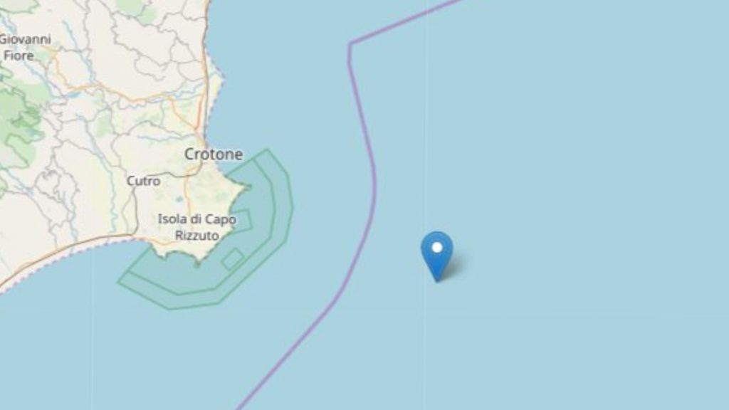 Terremoto in Calabria, scossa di magnitudo 3.9 al largo di Capo Colonna
